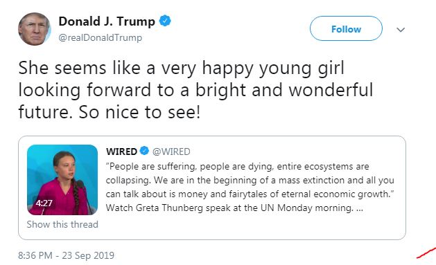 Donald J Trump Greta Thunberg